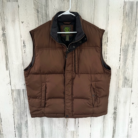 Timberland Men’s Heavyweight Down Puffer Vest Size XL Zip & Snap Closure - Picture 2 of 8